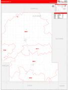 Audubon County, IA Digital Map Red Line Style