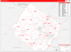 Augusta County, VA Digital Map Red Line Style