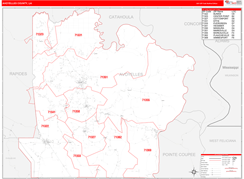 Avoyelles Parish (County), LA Digital Map Red Line Style