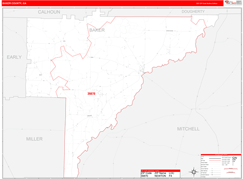 Baker County, GA Digital Map Red Line Style
