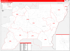 Baker County, OR Digital Map Red Line Style