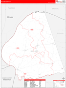 Ballard County, KY Digital Map Red Line Style
