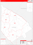 Bamberg County, SC Digital Map Red Line Style