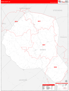 Banks County, GA Digital Map Red Line Style