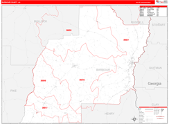 Barbour County, AL Digital Map Red Line Style