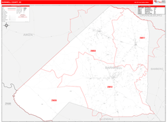 Barnwell County, SC Digital Map Red Line Style