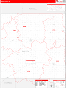 Barton County, KS Digital Map Red Line Style