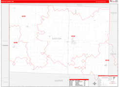 Barton County, MO Digital Map Red Line Style