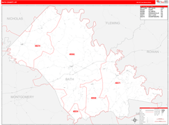 Bath County, KY Digital Map Red Line Style