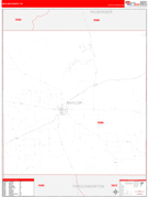 Baylor County, TX Digital Map Red Line Style