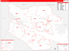 Beaufort County, NC Digital Map Red Line Style