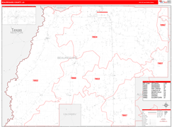 Beauregard Parish (County), LA Digital Map Red Line Style