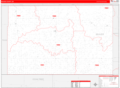 Beaver County, OK Digital Map Red Line Style