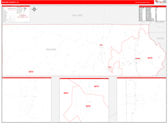 Beaver County, UT Digital Map Red Line Style