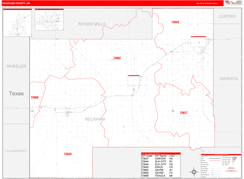 Beckham County, OK Digital Map Red Line Style
