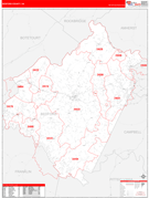 Bedford County, VA Digital Map Red Line Style