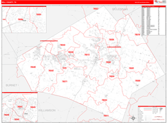 Bell County, TX Digital Map Red Line Style