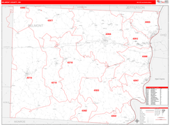 Belmont County, OH Digital Map Red Line Style