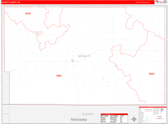 Bennett County, SD Digital Map Red Line Style