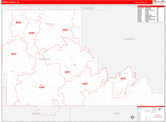 Benson County, ND Digital Map Red Line Style