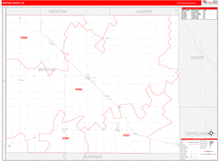 Benton County, IN Digital Map Red Line Style