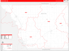 Benton County, MN Digital Map Red Line Style
