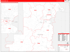 Benton County, OR Digital Map Red Line Style