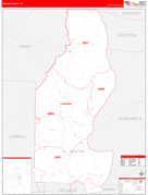Benton County, TN Digital Map Red Line Style