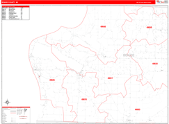 Benzie County, MI Digital Map Red Line Style