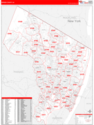 Bergen County, NJ Digital Map Red Line Style