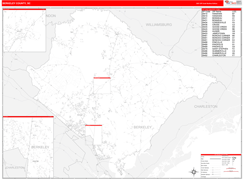 Berkeley County, SC Digital Map Red Line Style