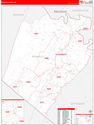 Berkeley County, WV Digital Map Red Line Style