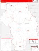 Berrien County, GA Digital Map Red Line Style