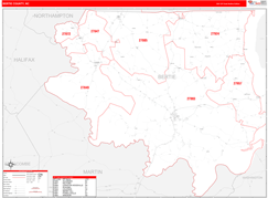 Bertie County, NC Digital Map Red Line Style