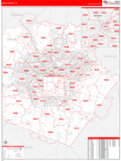 Bexar County, TX Digital Map Red Line Style