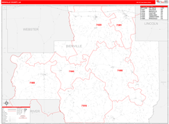 Bienville Parish (County), LA Digital Map Red Line Style