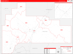 Bingham County, ID Digital Map Red Line Style