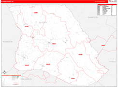 Bladen County, NC Digital Map Red Line Style