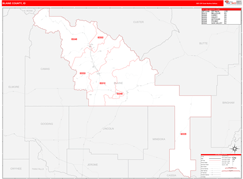 Blaine County, ID Digital Map Red Line Style