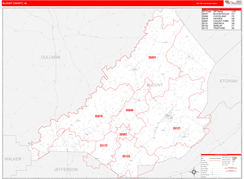 Blount County, AL Digital Map Red Line Style