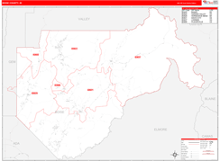 Boise County, ID Digital Map Red Line Style