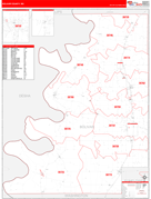 Bolivar County, MS Digital Map Red Line Style