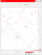 Boone County, AR Digital Map Red Line Style
