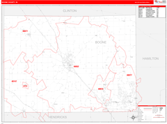 Boone County, IN Digital Map Red Line Style