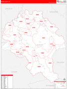 Boone County, WV Digital Map Red Line Style