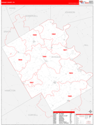 Bosque County, TX Digital Map Red Line Style