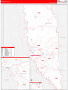 Bossier Parish (County), LA Digital Map Red Line Style