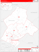 Botetourt County, VA Digital Map Red Line Style