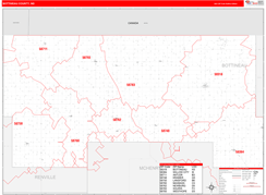 Bottineau County, ND Digital Map Red Line Style