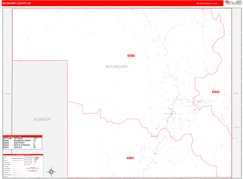 Boundary County, ID Digital Map Red Line Style